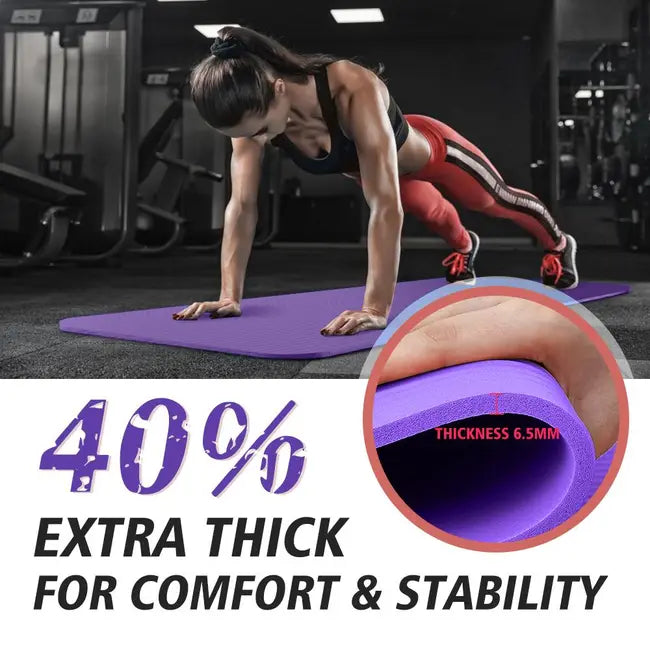 Purple Anti-Tear Yoga Mat - Non-Slip Gym Moisture Proof Equipment Sport Pilates Fitness Workout