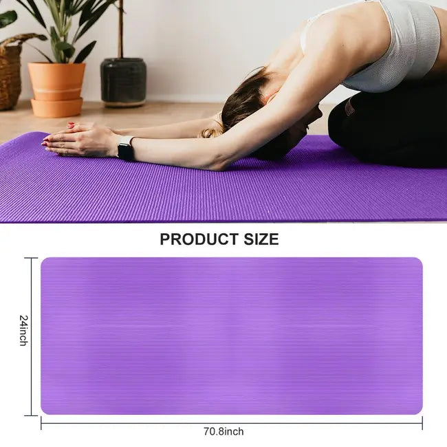 Purple Anti-Tear Yoga Mat - Non-Slip Gym Moisture Proof Equipment Sport Pilates Fitness Workout