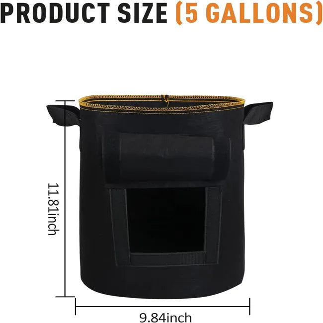 Grow Bags with Flap & Handles, Breathable Nonwoven Cloth(5 Pack)