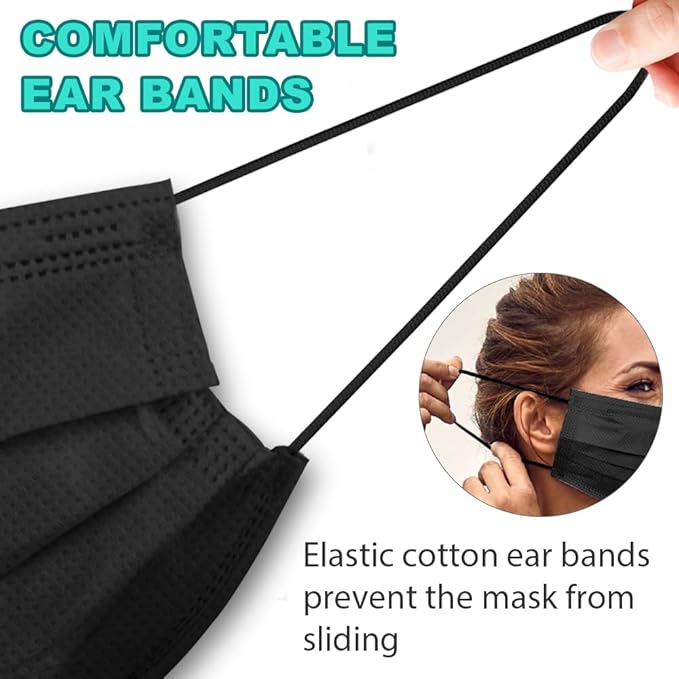 Face Masks 100 Pack - 3 Ply Disposable/Filter Protection for Adult