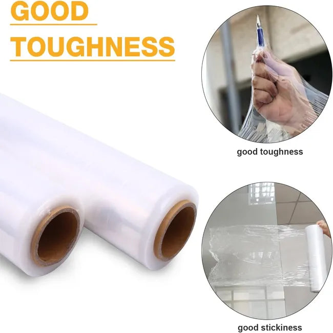 18" Heavy-Duty Stretch Wrap Roll 4 Pack, 1500Ft with Handles (80 Gauge)