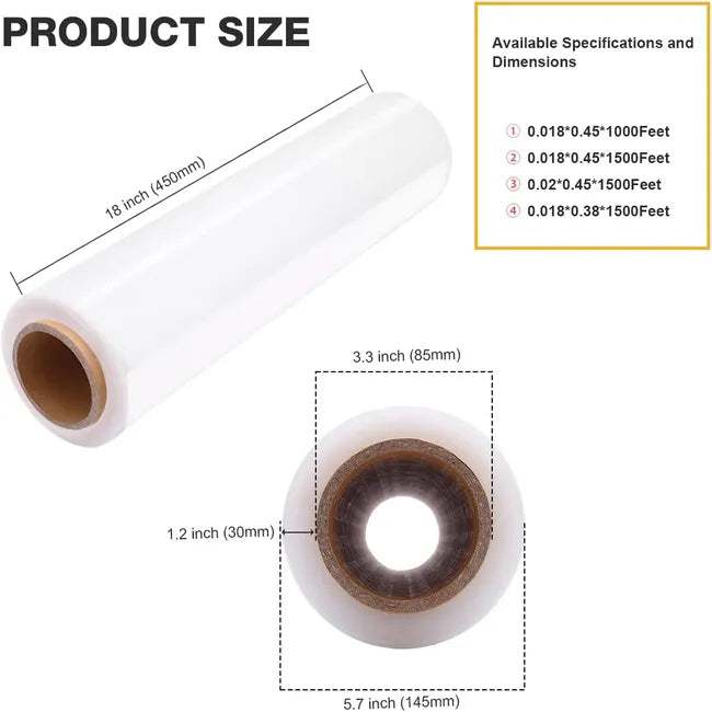 18" Heavy-Duty Stretch Wrap Roll 4 Pack, 1500Ft with Handles (80 Gauge)