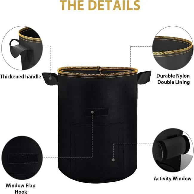 Grow Bags with Flap & Handles, Breathable Nonwoven Cloth(5 Pack)