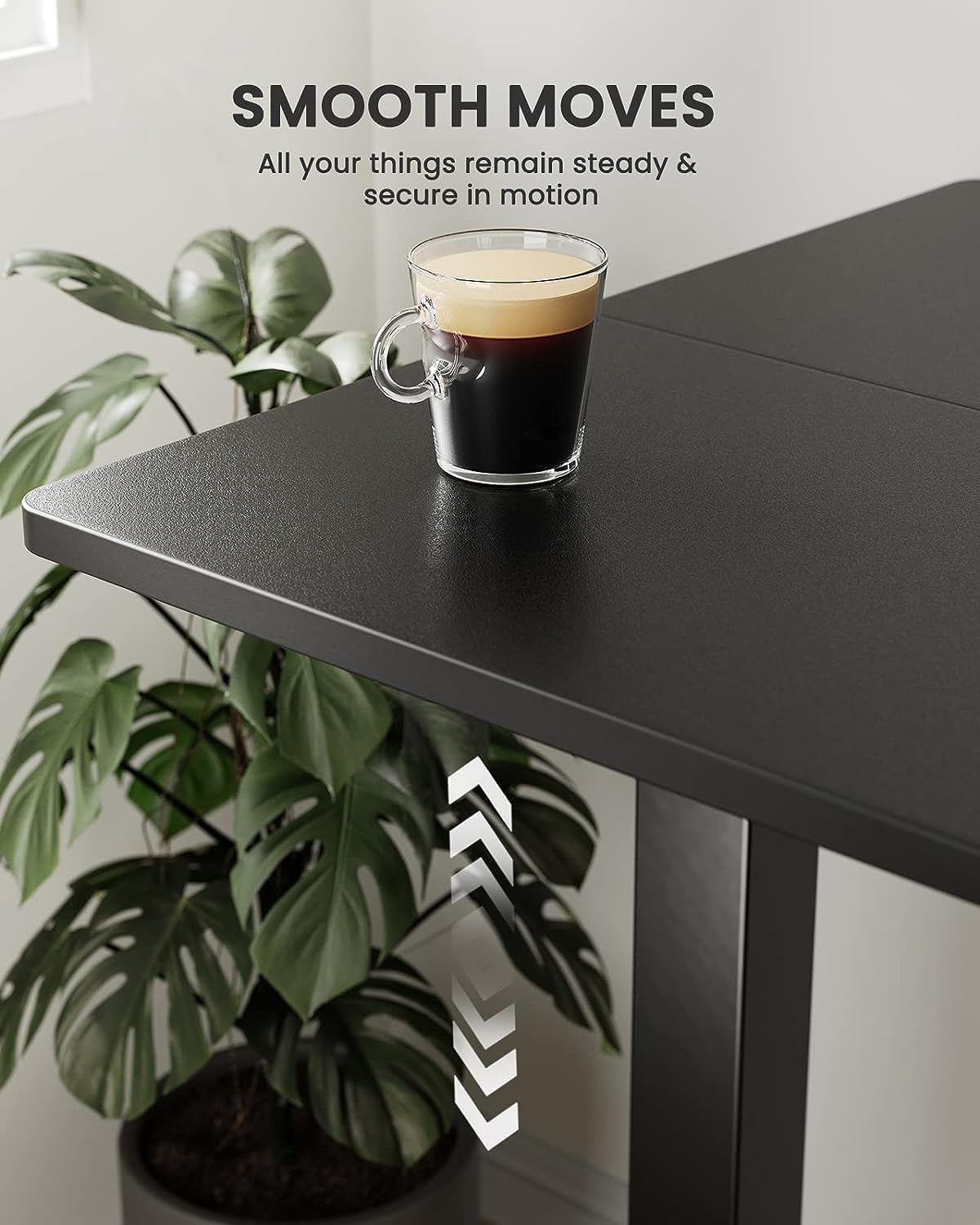 Electric Height Adjustable Computer Desk - Standing Computer Home Office Desk with Two-Piece Desktop (Black, 48 * 24 Inch)