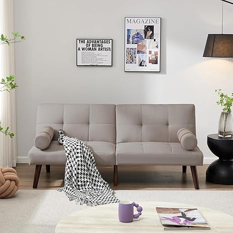 Compact Convertible Futon Sofa Bed with Armrests – Comfortable Linen Sleeper for Small Spaces, Offices, Apartments (Copy)