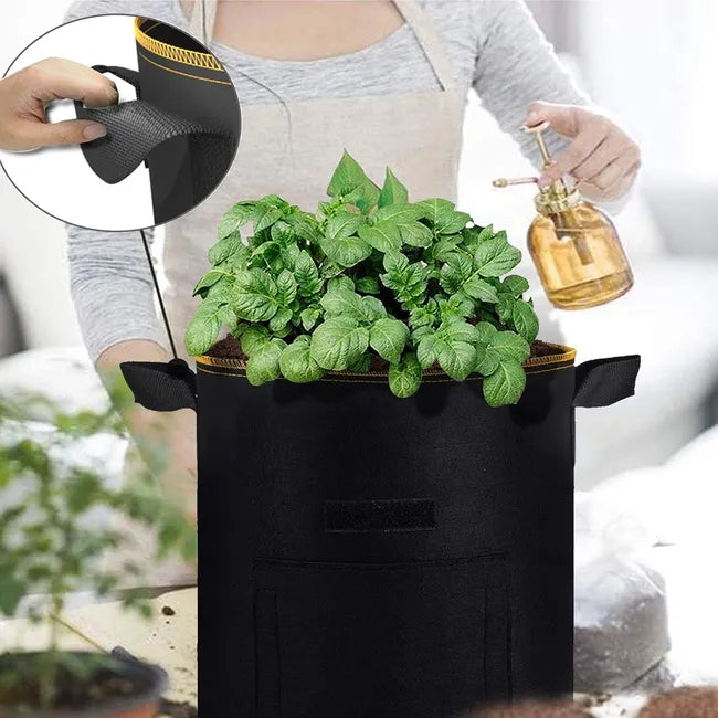 Grow Bags with Flap & Handles, Breathable Nonwoven Cloth(5 Pack)