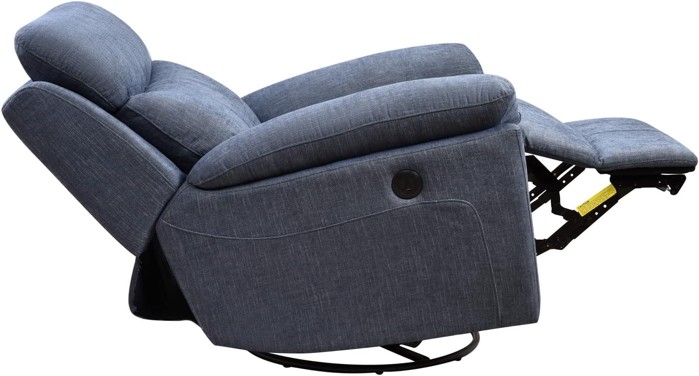 Super Drive Power Recliner Chair - Glider Recliner, 360° Swivel, for Small Spaces, Living Room, Bedroom,Blue
