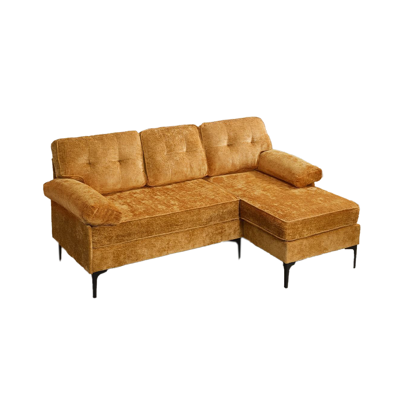 L-Shaped Convertible Sectional Sofa - Reversible Chaise, Modern Chenille Sofa for Living Room, 3-Seater for Apartment, Small Spaces