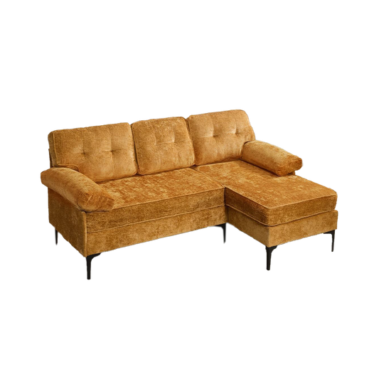 L-Shaped Convertible Sectional Sofa - Reversible Chaise, Modern Chenille Sofa for Living Room, 3-Seater for Apartment, Small Spaces