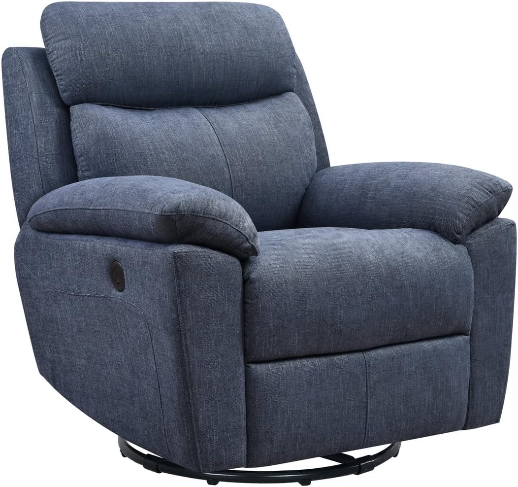 Super Drive Power Recliner Chair - Glider Recliner, 360° Swivel, for Small Spaces, Living Room, Bedroom,Blue