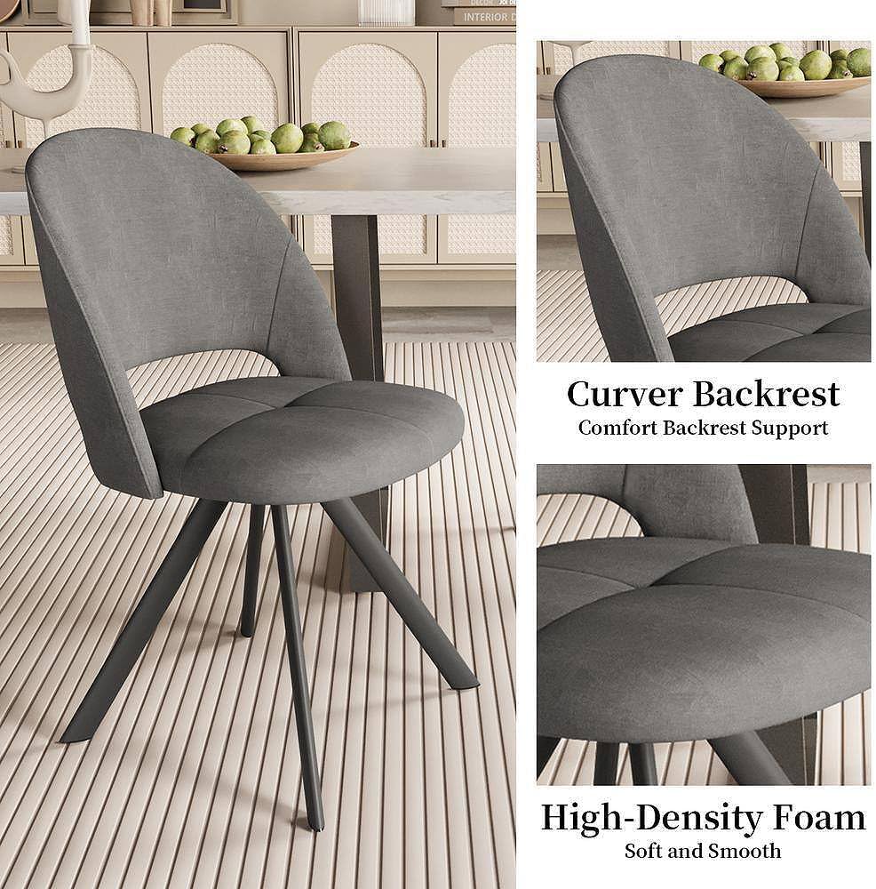Modern Dining Chairs 4 Sets - Thick Cushions, Upholstered Fabric Side Chairs for Dining Room & Kitchen, Gray