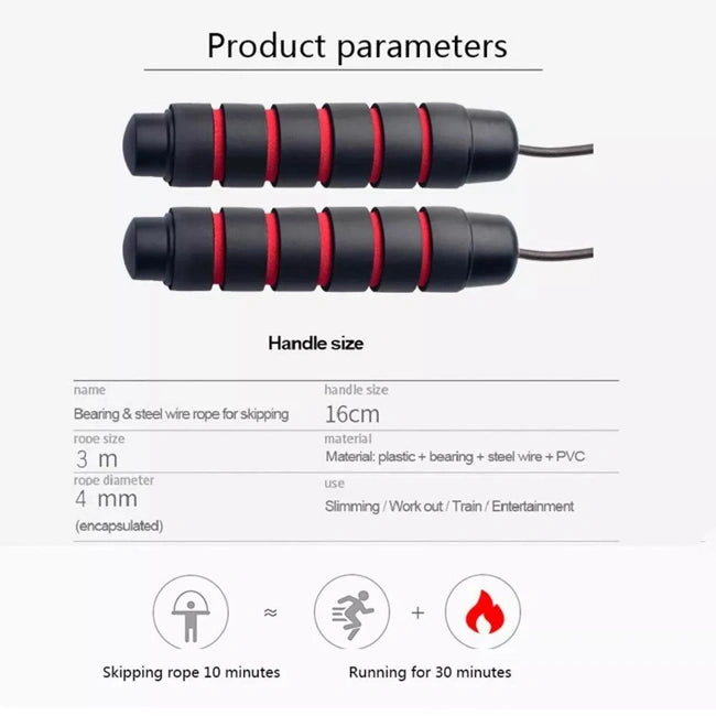 Adjustable Skipping Ropes - Jump Rope Skip Aerobic Crossfit Fitness Exercise Training Speed Bearing Workout Indoor & Outdoor