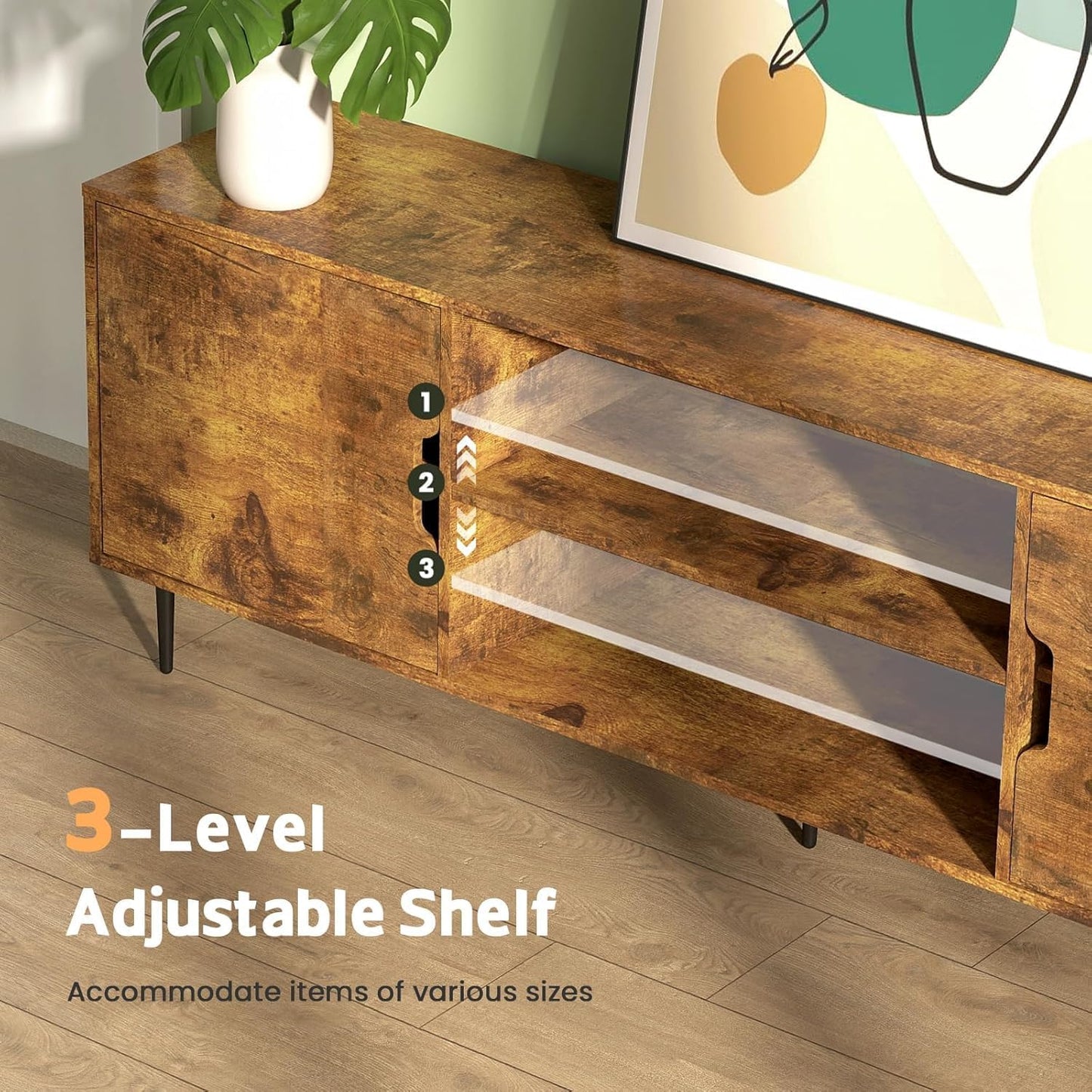 Stand for 80-Inch TV - Entertainment Center with Power Outlet & Storage for Living Room or Bedroom