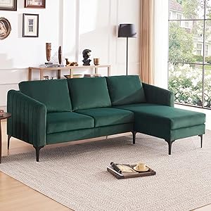 84'' L-Shape Velvet Sectional Sofa - With Chaise, for Living Room, Apartment, Office