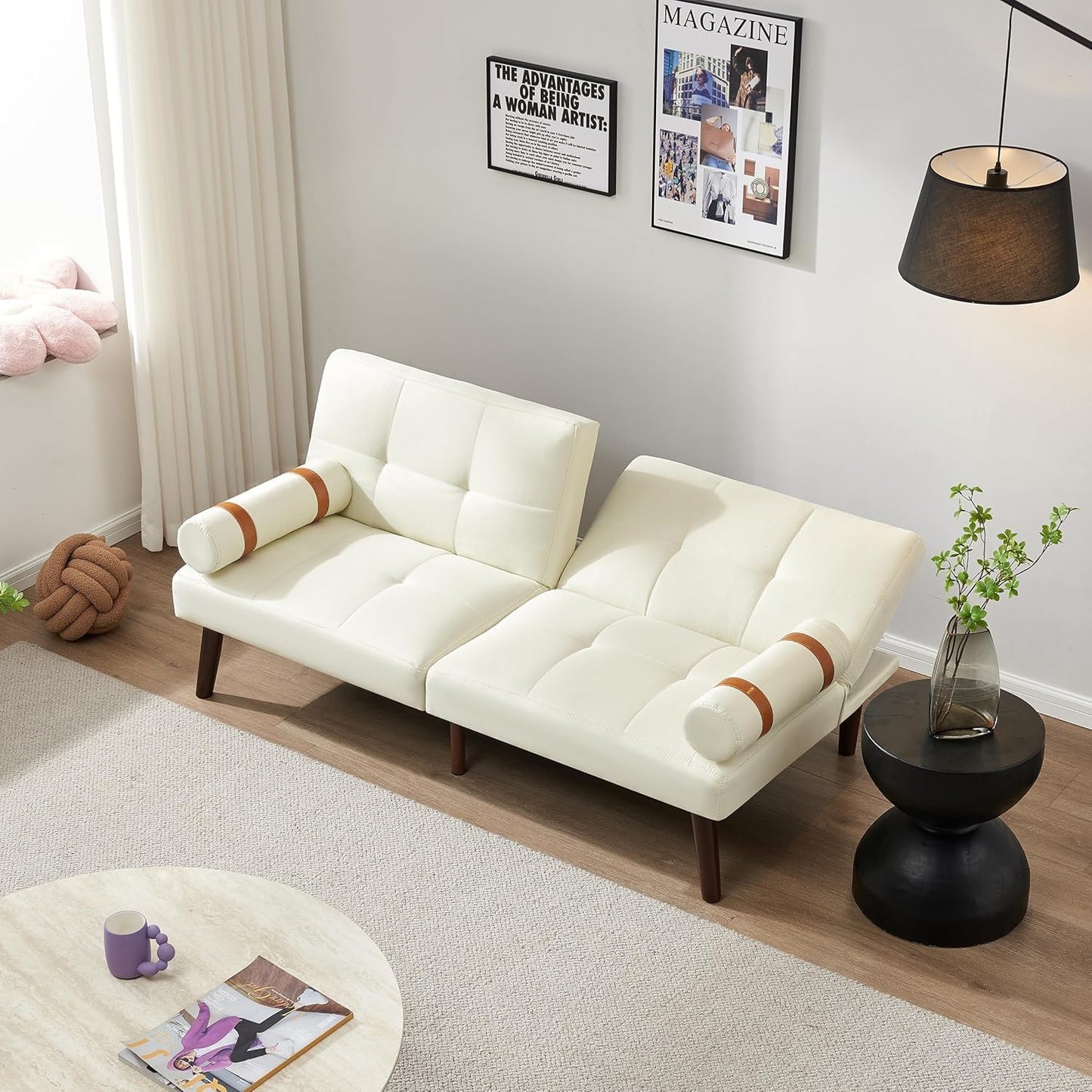 Compact Convertible Futon Sofa Bed with Armrests – Comfortable Linen Sleeper for Small Spaces, Offices, Apartments (Copy)