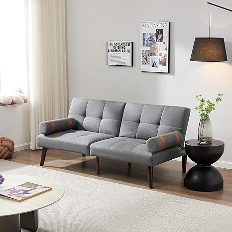 Compact Convertible Futon Sofa Bed with Armrests – Comfortable Linen Sleeper for Small Spaces, Offices, Apartments (Copy)