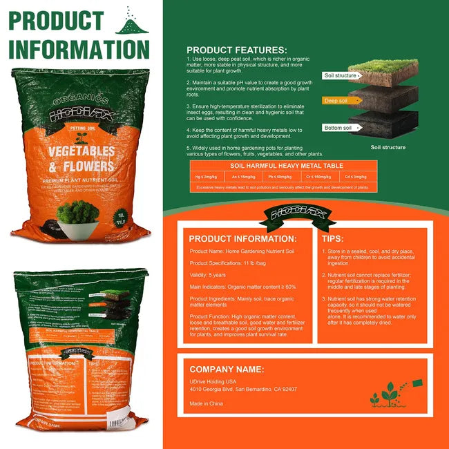 11lb Organic Potting Soil Mix- Indoor/Outdoor Gardening Vegetables, Flowers, Fruits and other plants