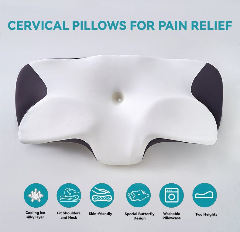 Pillow for Neck and Shoulder, Ergonomic Contour Memory Foam Pillows for Sleeping with Washable Pillowcase, Cooling Neck Support Pillow for Side Back Stomach Sleeper