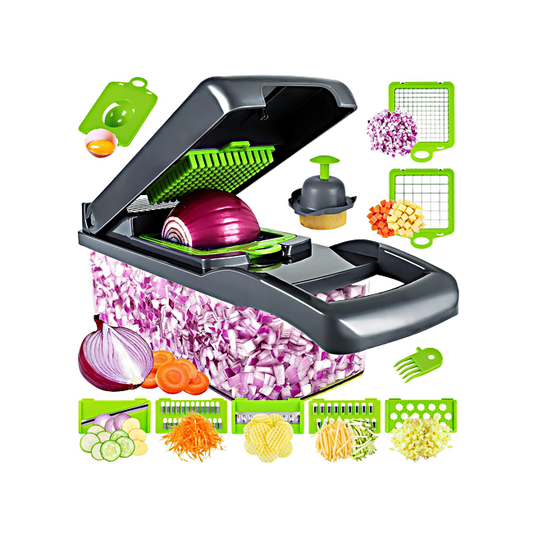 Vegetable Chopper 14 in 1 Multifunctional Food Chopper, Kitchen Vegetable Slicer Dicer Cutter, Veggie Chopper with 8 Blades, Onion Carrot Chopper with Container Kitchen Must-have