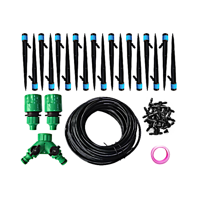 Adjustable Drip Irrigation System with Push-to-Connect 1/4” Emitters & 50ft Tubing