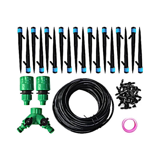 Adjustable Drip Irrigation System with Push-to-Connect 1/4” Emitters & 50ft Tubing