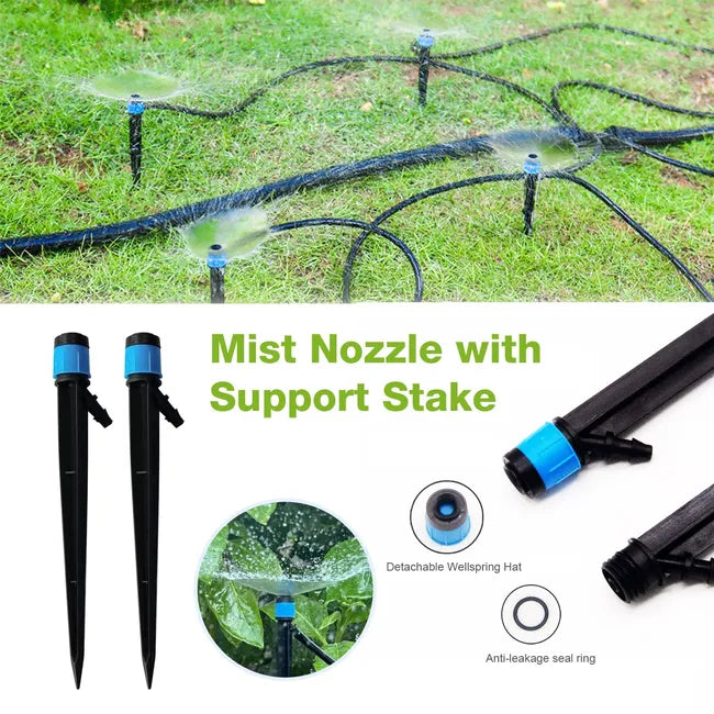 Adjustable Drip Irrigation System with Push-to-Connect 1/4” Emitters & 50ft Tubing