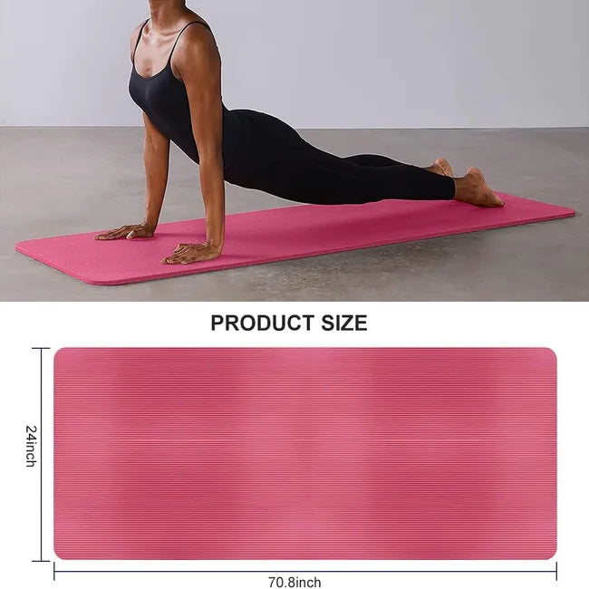 Yoga Mats - 10mm Extra Thick Non-Slip with Carrying Straps(72" x 24")