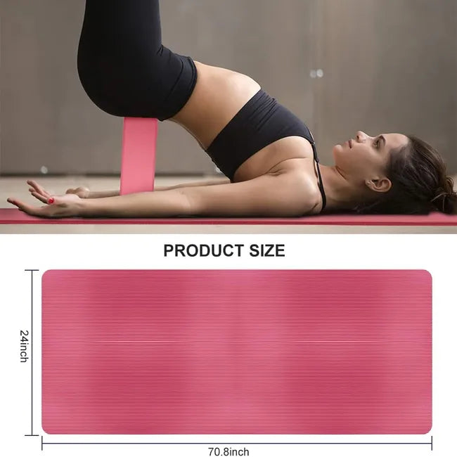 Yoga Mats - 10mm Extra Thick Non-Slip with Carrying Straps(72" x 24")