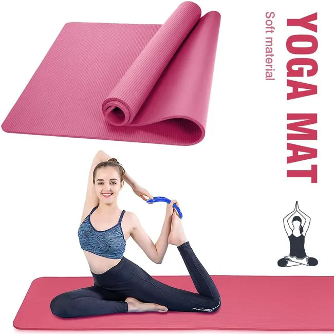 Yoga Mats - 10mm Extra Thick Non-Slip with Carrying Straps(72" x 24")