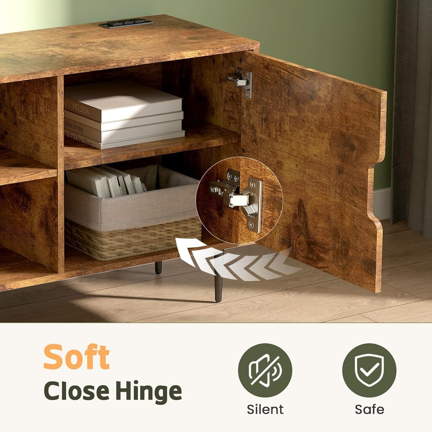 Stand for 80-Inch TV - Entertainment Center with Power Outlet & Storage for Living Room or Bedroom