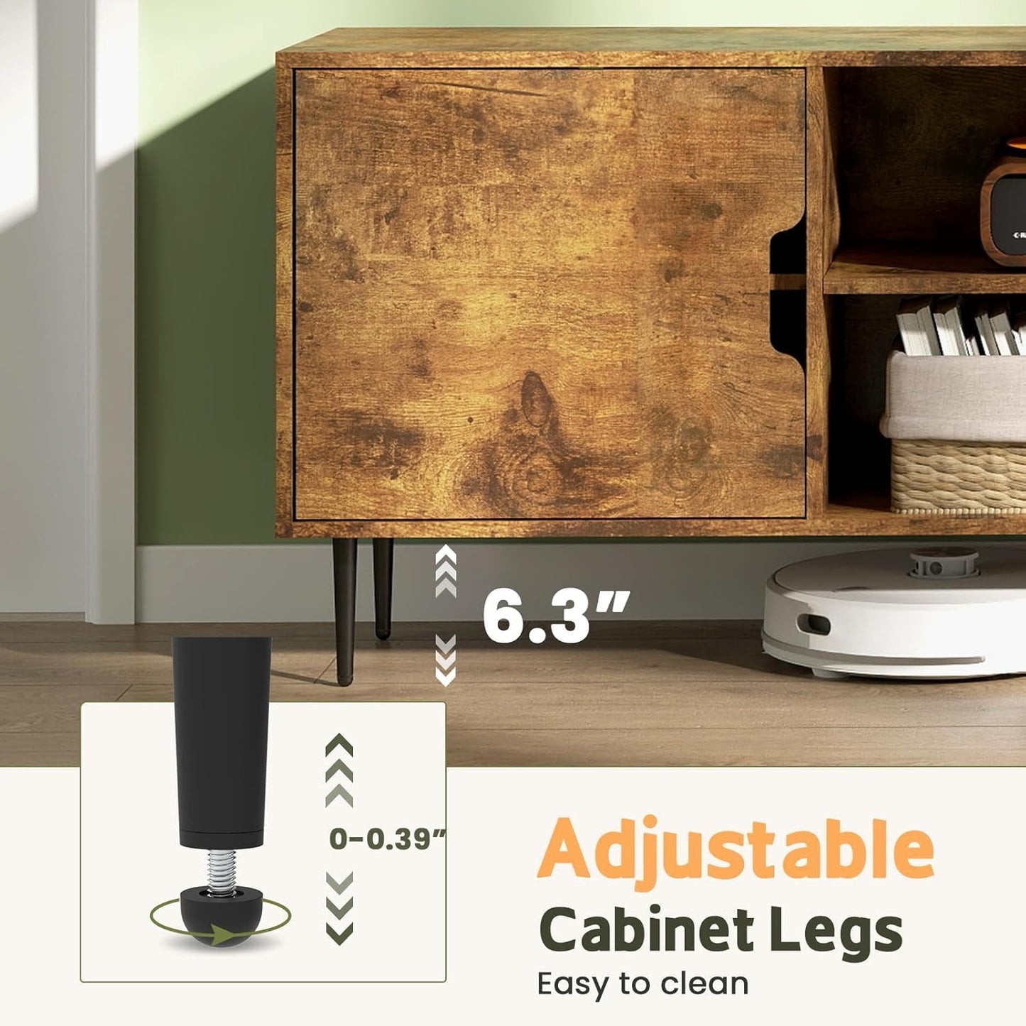 Stand for 80-Inch TV - Entertainment Center with Power Outlet & Storage for Living Room or Bedroom