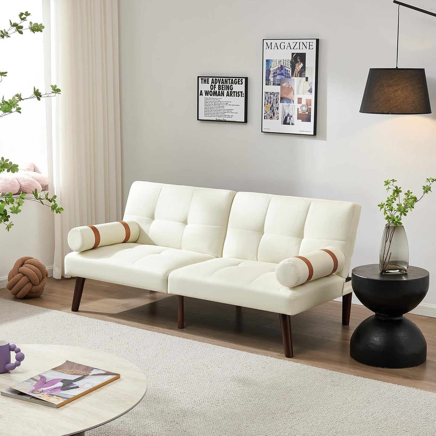 Compact Convertible Futon Sofa Bed with Armrests – Comfortable Linen Sleeper for Small Spaces, Offices, Apartments (Copy)