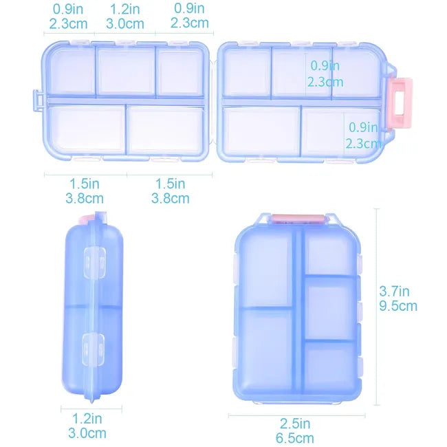 Pill Organizer - 2PC With 10 Compartments For Travel and Daily Use