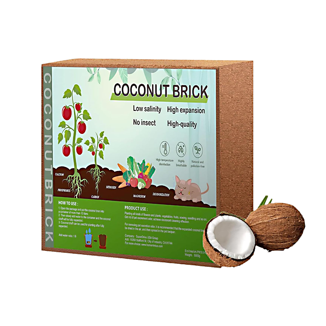 Premium Organic Coco Coir Brick - Compressed Coconut Fiber, Low EC/pH Balance (650g, 8-Pack)