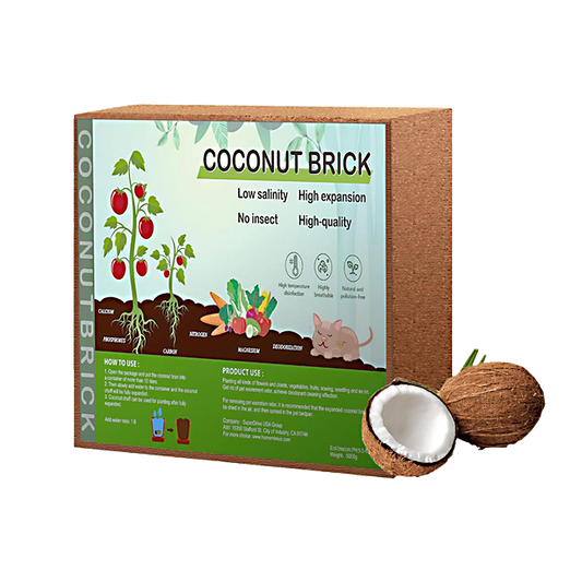 Premium Organic Coco Coir Brick - Compressed Coconut Fiber, Low EC/pH Balance (650g, 8-Pack)