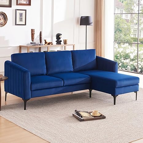 84'' L-Shape Velvet Sectional Sofa - With Chaise, for Living Room, Apartment, Office