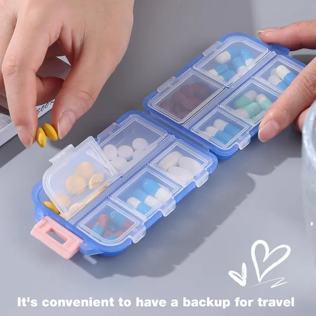 Pill Organizer - 2PC With 10 Compartments For Travel and Daily Use