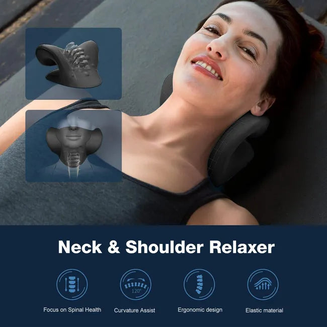 Neck & Shoulder Stretcher - Relaxer Cervical Chiropractic Traction Device Pillow for Pain Relief Muscle Tension Relief