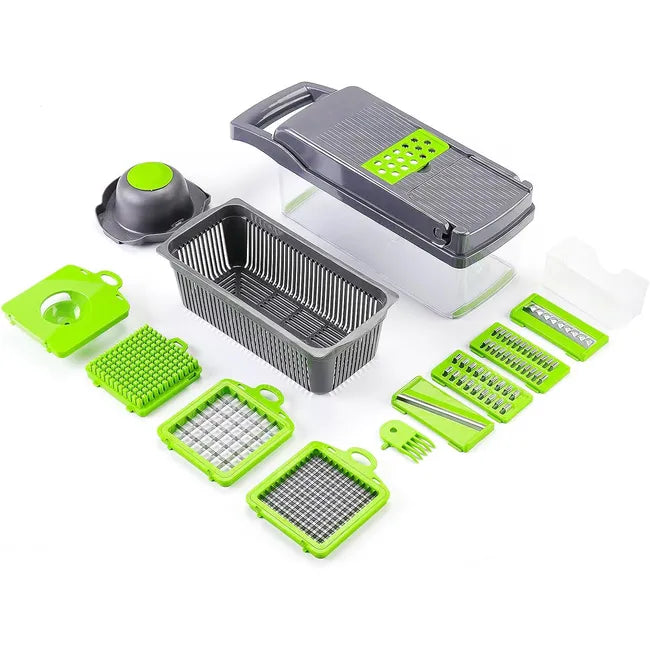 Vegetable Chopper 14 in 1 Multifunctional Food Chopper, Kitchen Vegetable Slicer Dicer Cutter, Veggie Chopper with 8 Blades, Onion Carrot Chopper with Container Kitchen Must-have